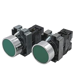 mxuteuk 2pcs 1 NO 22mm Green Momentary Push Button
