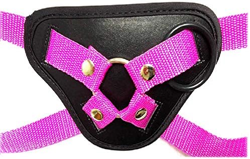 Purple Leather Strap On Harnesses Underwear Mini Short Pants with Adjustable Belt and Double O-Ring