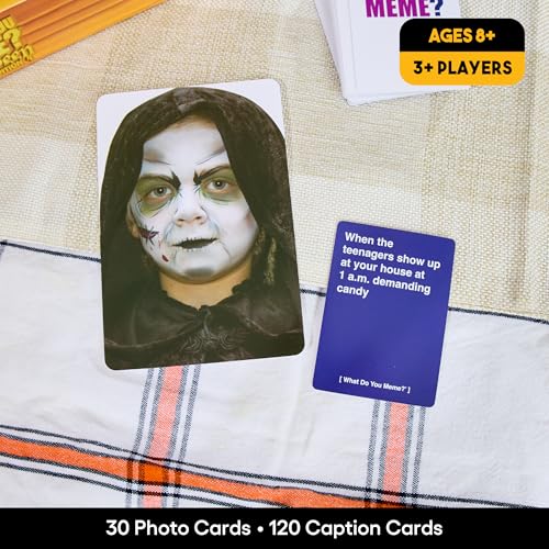 What Do You Meme? Halloween Family Edition by Relatable, A Halloween Activity Travel Pack, Party Game, Includes 30 Photo Cards and 120 Caption Cards, for Kids 8-12