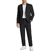 COOFANDY Men's 2 Piece Linen Suits Set Regular Fit Casual Linen Lightweight Suit Summer Beach Wedding