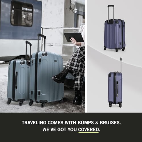 Kenneth Cole REACTION Out of Bounds Lightweight Hardshell 4-Wheel Spinner Luggage, Smokey Purple, 28-Inch Checked