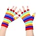Rainbow Fingerless Gloves for Women Knitted Fashion Holiday Stretchy Strips Gloves Mittens