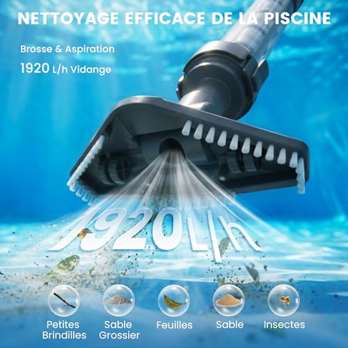 Wireless Pool Vacuum Cleaner with Battery, Up to 60 Min, Portable Pool Vacuum with Telescopic Handle, Bottom Cleaner for Small Pools, Spas and Hot Tubs, Blue