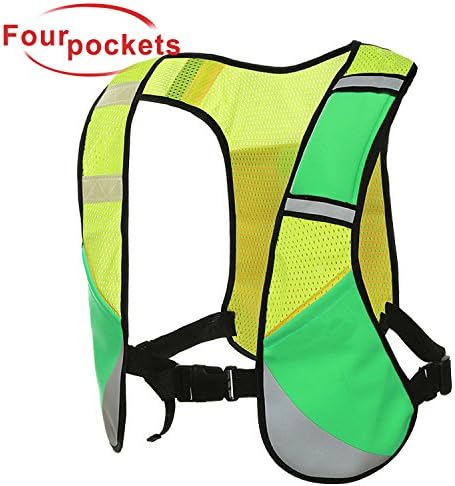 XCool Reflective Safety Vests High Visibility Waistcoat 4 Pockets Adjustable Jacket for Men Women Kid Running Cycling Biking Walking