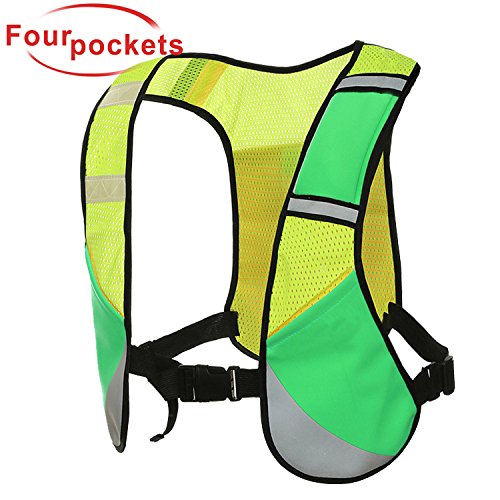 XCool Reflective Safety Vests High Visibility Waistcoat 4 Pockets Adjustable Jacket for Men Women Kid Running Cycling Biking Walking