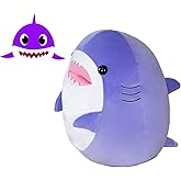COSGOO 12.9 Inch Soft Purple Shark Plush Hugging Pillow - Cute Shark Stuffed Animal Plushie for Kids