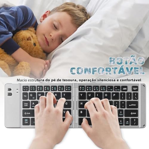 Kit Teclado e Mouse sem Fio, Teclado Dobrável