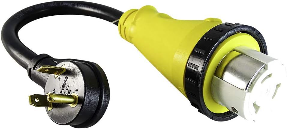 Marvine Cable RV 30A to Shore Power Cord Adapter 30Amp Hand Male TT-30P to Marine 50Amp Lock Female SS2-50R : Sports & Outdoors