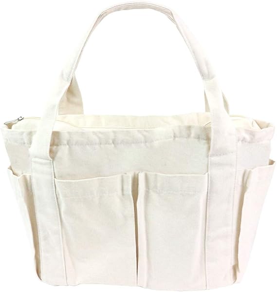 Amazon Dudu トゥートゥー キャンバストートバッグ 大容量 帆布 無地 多機能 ファスナー付き レディース ホワイト Dudu トゥートゥー トートバッグ