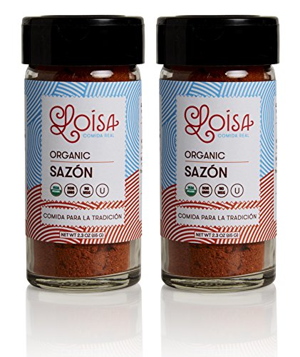 Loisa Sazón Seasoning, USDA Organic, Non-GMO, No-MSG, No Preservatives, No Artificial Coloring, No Artificial Flavors, 2.3oz, Pack of 2
