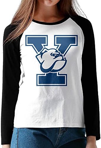 Umison Y Logo Bulldog Women Long Sleeve Baseball Raglan Shirt Black S