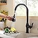 Comllen Best Antique Single Handle Solid Brass Pull Out Sprayer Oil Rubbed Bronze Kitchen Faucet, Tall Bronze Kitchen Sink Faucet Without Deck Plate