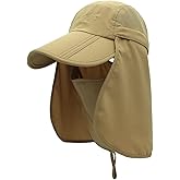 Connectyle Men's Foldable Outdoor Sun Cap with Removable Face Mask Neck Flap Cover UPF 50+ Sun Protection Fishing Hiking Hat