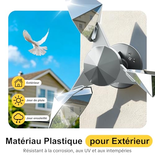 OFFO Bird Scarer, Anti Pigeon for Balcony, 360° Reflection, Anti-Pigeon Windmill Reflective, Pigeon Repellent, Pigeon Scarer for Garden, Roof, Balcony