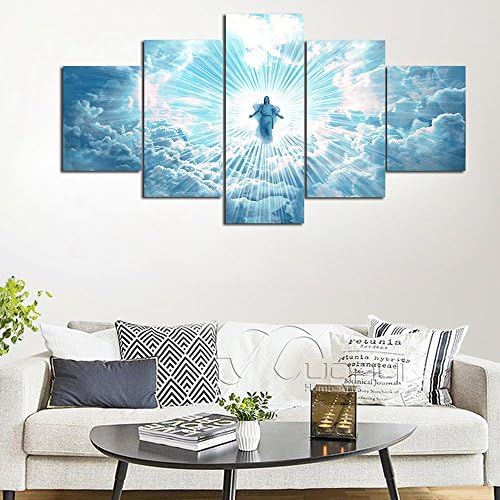 Jesus Christ Painting on Canvas, Unframed Religious Posters&amp; Prints for Modern Home Wall Art Decor HD Printed Living Room Bakcground Decoration(No Frmae, 12x16inx2+12x24inx2+12x32inx1)