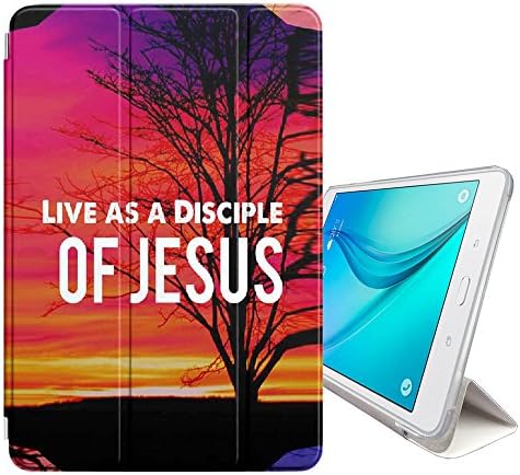 FJCases Christian Quotes Bible God Jesus Smart Cover Stand + Back Case with Auto Sleep/Wake Function for Samsung Galaxy Tab A - 8" (T350/T351/T355 Series)