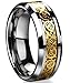 Tanyoyo Dragon Scale Dragon Pattern Beveled Edges Celtic Rings Jewelry Wedding Band for Men Women Size 5-14
