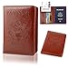 GDTK Leather Passport Holder Cover Case RFID Blocking Travel Wallet (Brown)