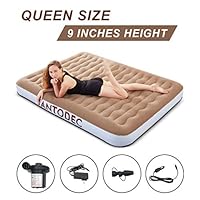 JANTODEC Camping Air Mattress with Electric Pump Inflatable Airbed Blow up Bed with Storage Bag DC/AC Adapter Queen Size ...