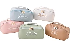 Personalized Embroidered Makeup Bag,Leather,Cosmetic Bag with Name,Gift for Women,Bridal Shower Gift