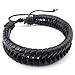 KONOV Mens Leather Bracelet, 7-9 inch Adjustable Braided Cuff Bangle, Black