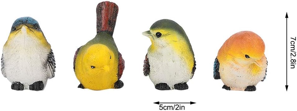 DEWIN Finch Bird Garden Ornaments, 4 Pcs Outdoor Resin Birds Animal Figurine Home Decoration Lawn Garden Courtyard Statues (7 * 5cm) - Image 5