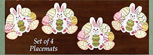 Hippity Hop Easter Bunny And Eaggs 4 PLace Mats Set