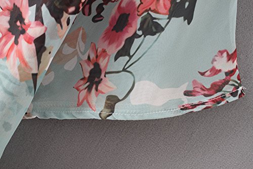 ZOMUSA Hot Sales Women's Casual Chiffon Floral Kimono Cardigan Short Loose Tops Outwear Blouse Half Sleeve Shawl (S, Green) - Thumbnail 5