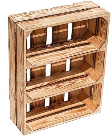 Kistenkolli Altes Land geflammte Flache Obstkiste Wilma mit Zwei Einlegeböden/Zwischenbrettern ca 50x40x16cm/ Regalkiste Gewü