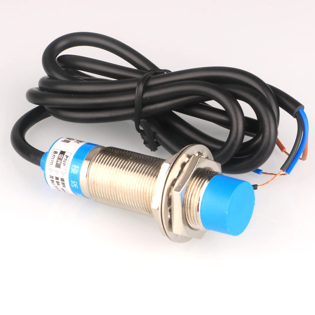 Gebildet 8mm Inductive Proximity Sensor Detecting Distance Approach Sensor Cylinder Proximity Switch PNP NC(Normally closed) DC 6-36V 300mA 3-Wire LJ18A3-8-Z/AY (Diameter 18mm)