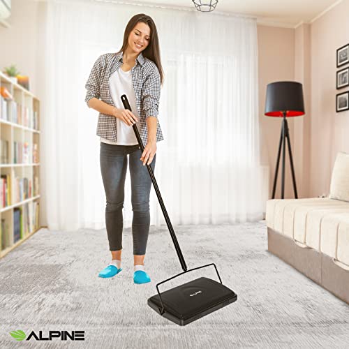 Alpine Manual Carpet Sweeper Triple Brush Cordless Non Electric Multi