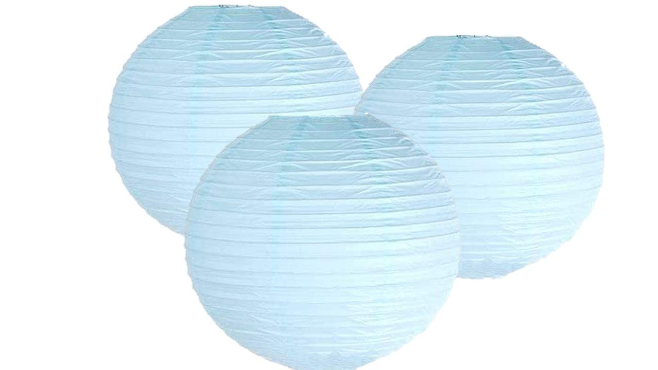 Matissa 14"(35CM) Pack of 3 Paper Lantern Wedding Party Decoration Craft Lamp Shade (Light Blue)