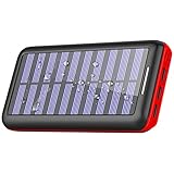 Solar Charger Portable Charger 24000mAh PLOCHY Power Bank Fast Charging External Battery Backup 3-Port output USB &Dual input for All Cell/Smart Phone Tablet,IPhone,IPad, Galaxy,Android & More