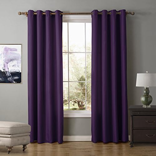 KINDOBEST Purple Solid Color Oxford Gromment Semi-sheer Curtain(1 Panel)/drape/treatment for Bedroom/Living Room Size(52W×63L inch)