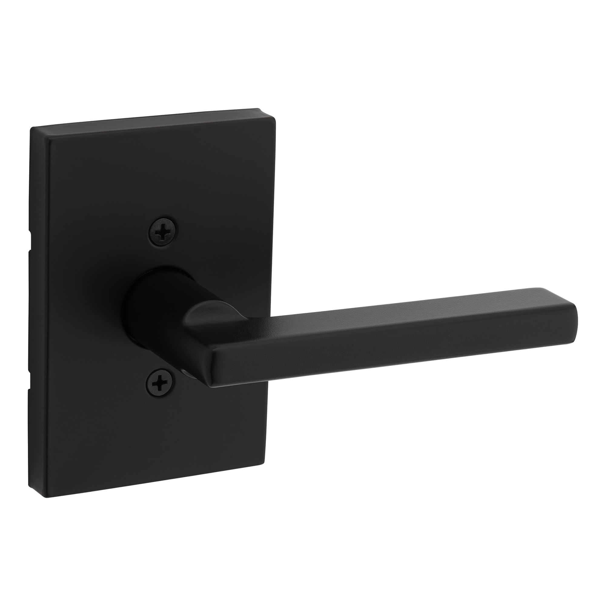Kwikset Halifax, Door Handle Lever Nonfunctioning Dummy Lever with Microban, Rectangular Rose in Matte Black