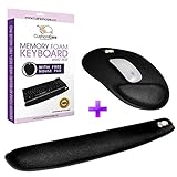 Keyboard Wrist Rest Pad - Full Mouse Pad Included for Set - Quality Memory Foam Cushion - Ergonomic Support &ndash; New & Improved Shape - Prevent Carpal Tunnel & RSI When Typing on Computer, Mac & Laptop