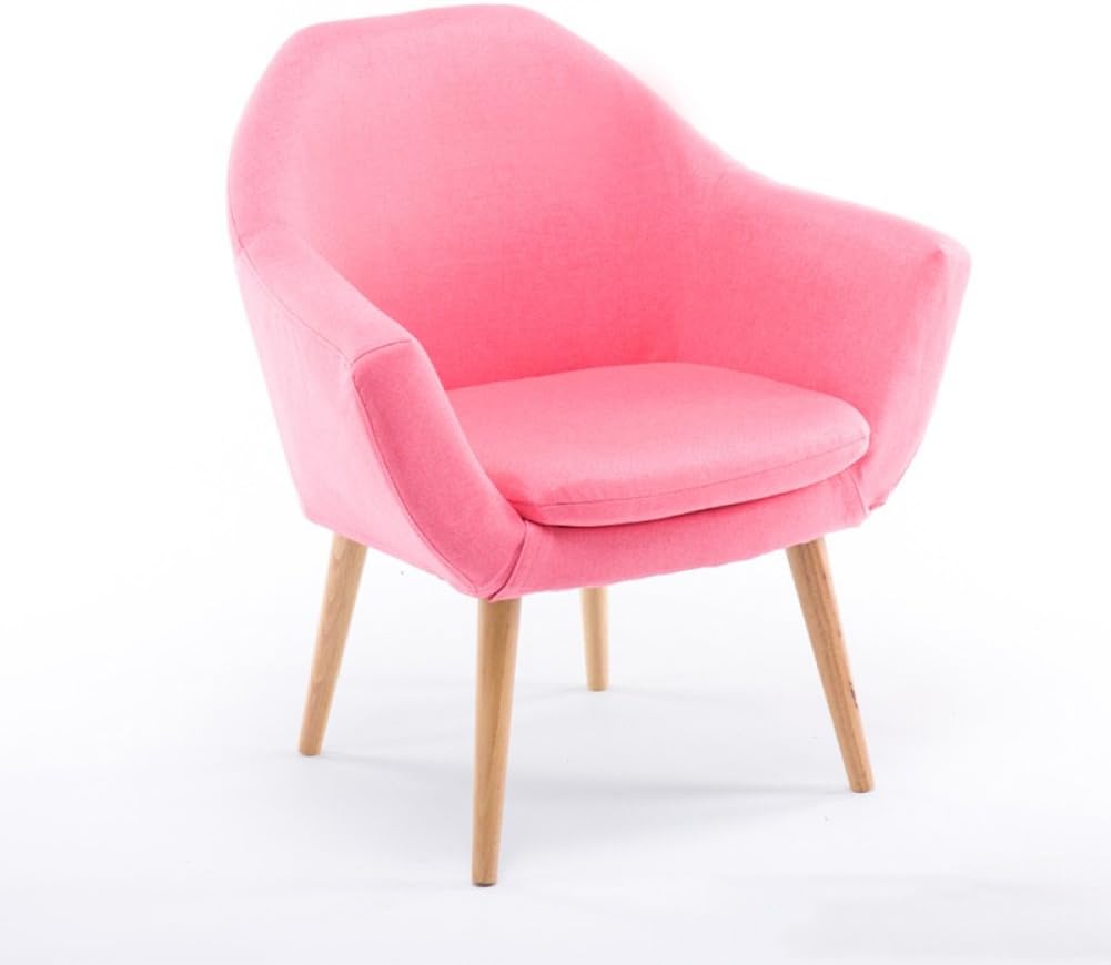 WAZY Nordic Dining Chair Cotton and Linen Removable and Washable Sofa Lounge Chair for Balcony Bedroom Living Room (29.5 * 21.7 * 30.3 in) (Color : Pink)