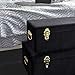 Beautify Black Velvet Decorative Storage Trunk Set with Brass Clasps - College Dorm and Bedroom Footlocker Trunks