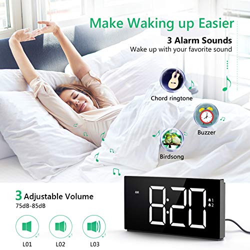 PICTEK Alarm Clock, Digital Clock with Dual Alarm, 6Level Brightness