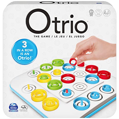 Marbles OTRIO – Nueva edición del juego de mesa estratégico para la familia – Alinea los peones en una versión modernizada del Morpion en forma de juego de mesa – Multijugador – Juego infantil de 8