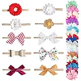 Baby Headbands, 10 pcs Soft Stretchy Hair Bands with 3