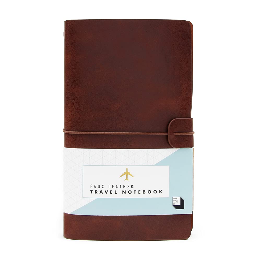 Good Design Works Faux Leather Travel Notebook - Brown