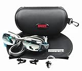 Swimming Goggles with Premium Travel Case Swim Cap Nose Clip & Ear Plugs - Top Rated Adult Triathlon Swim Goggle with 100% UV Protection and Anti Fog Technology for Men and Women