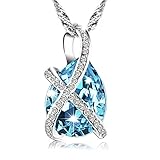 Pealrich Teardrop Fashion Jewelry Pendant Love Necklace Made with SWAROVSKI Crystal Elements ,Gifts for Women (Blue)