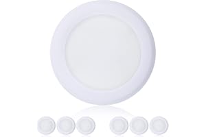 TOPELER 6'' Dimmable Flush Mount Ceiling Light, 15W Low Profile Surface Mount LED Disc Light, Installs into Junction Box or Recessed Can, 3000K Warm White 1000lm, ETL-Listed, 6 Pack