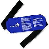 Reusable Ice Pack with Strap by TheraPAQ - Soft &amp; Flexible Gel Pack for Hot &amp; Cold Therapy - Best as Heat Pad or Cold Wrap for Back, Knee, Waist, Shoulder, Ankle, Calves and Hip (Large pack: 14" X 6")