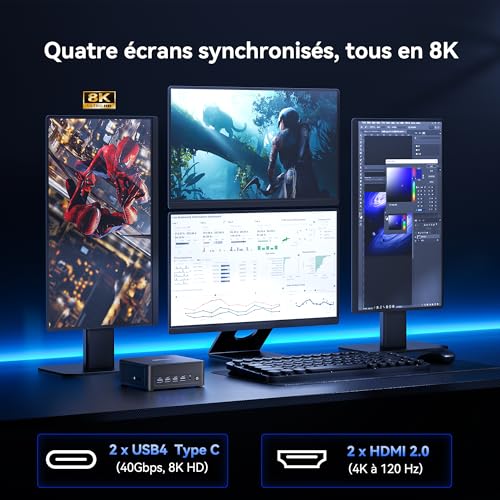 GEEKOM IT13MAX Mini AI PC with Intel Core Ultra 9 185H, Intel Arc 140T 99 Tops, DDR5 up to 128GB, M.2 PCIe 4.0 + SATA, WiFi 7, USB4, Dual LAN 2.5G, 4 8K Displays, High Performance Mini Computer