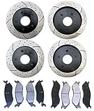 Prime Choice Auto Parts BRAKEPKG570 Set of 4 Drilled and Slotted Rotors and 8 Ceramic Brake Pads
