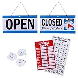 Business Hour Open Closed Sign - Bundle of Office Hours Sign Will Return Clock with Suction Cups for Door Window Businesses Stores Restaurants Bars Retail Barbershop Salon Shops (Complete Set)
