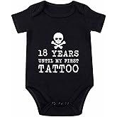 OYQA 18 Years Until My First Tattoo Baby Bodysuit Punk Rock Roll Bodysuit Funny Baby Clothes Infant